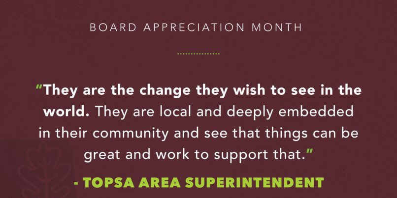Board Appreciation Month Web Graphic Three Oaks Public School Academy.